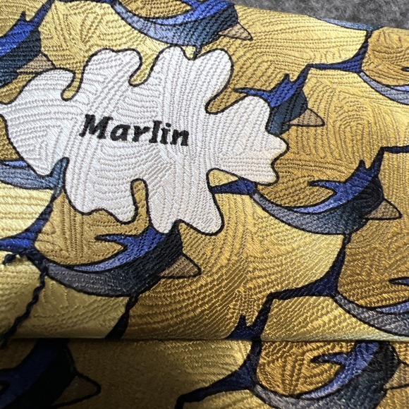 The Nature Conservancy Necktie 100% Silk Blue Marlin 3.75" x 59" Karen Bierce - Picture 4 of 6